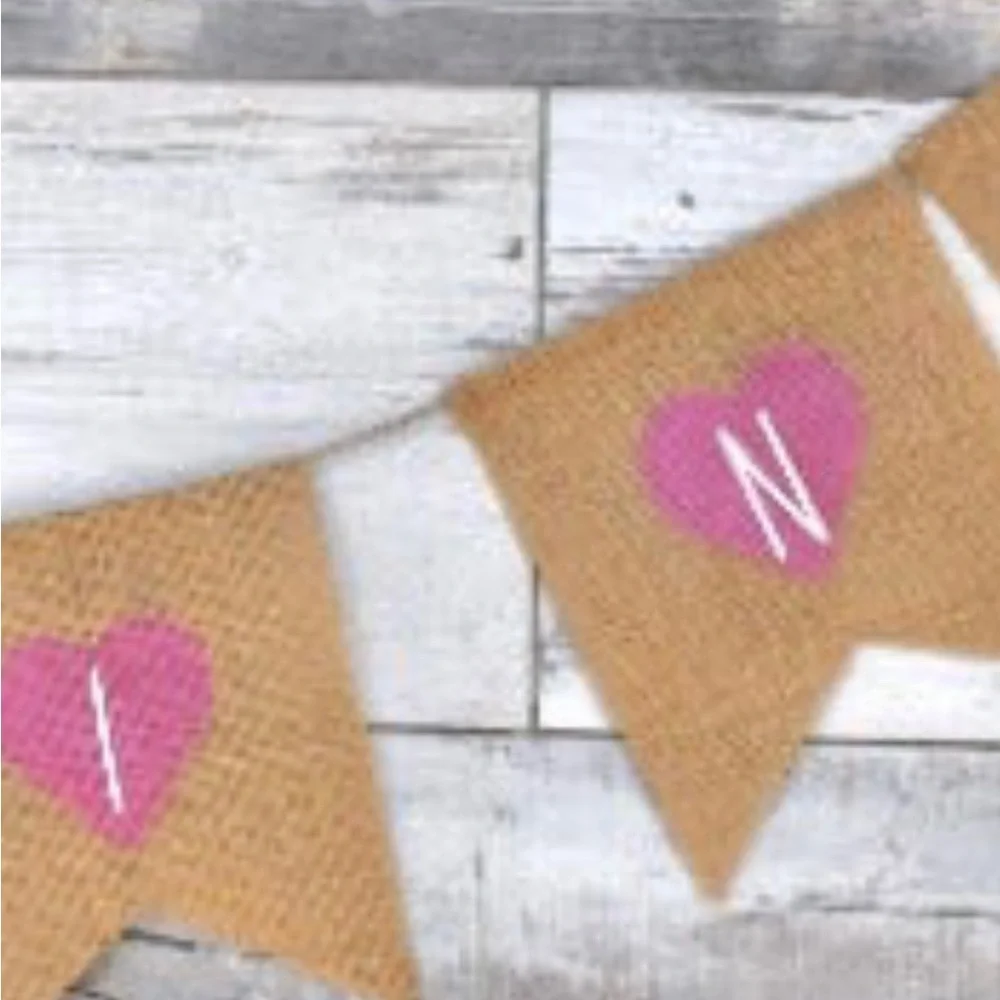 Valentine’s Day/ burlap heart banner / home decor